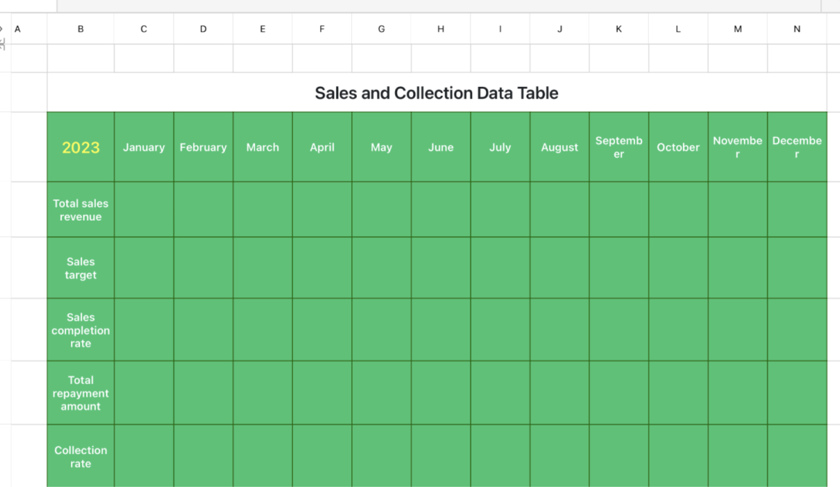 Sales and payment collection data sheet 1